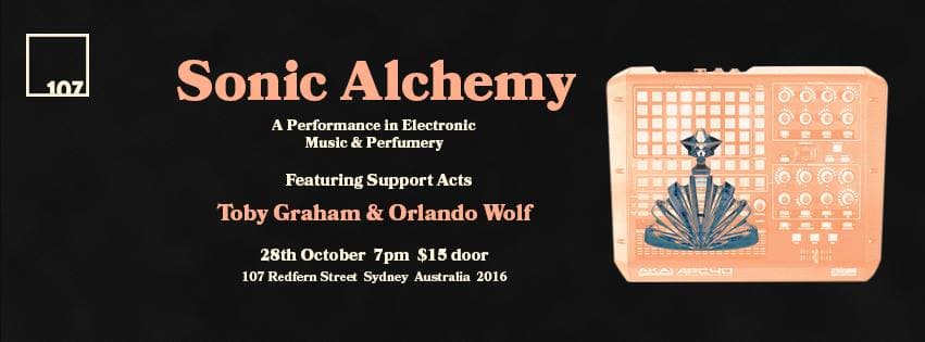 event poster for sonic alchemy's performance at 107 Projects in Redfern