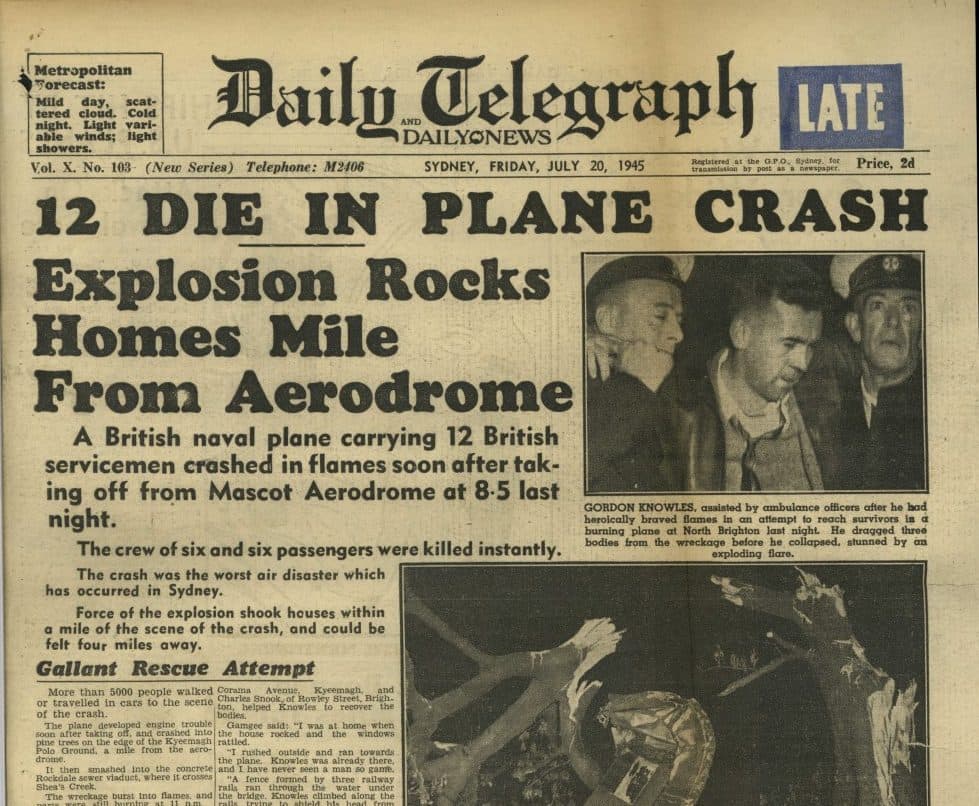 Dictionary of Sydney – 1945 Plane Crash