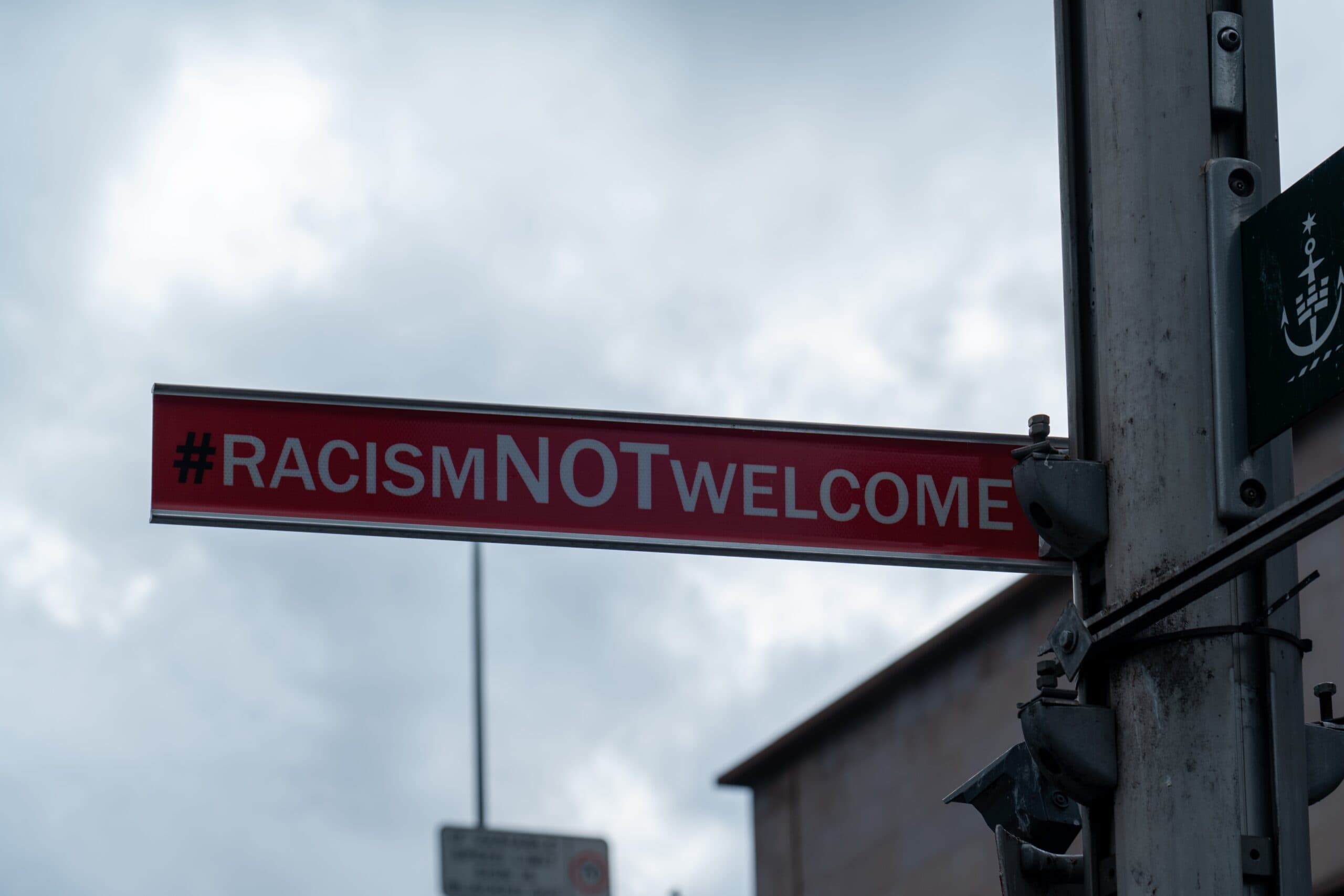 Racism NOT Welcome Signs in suburban streets