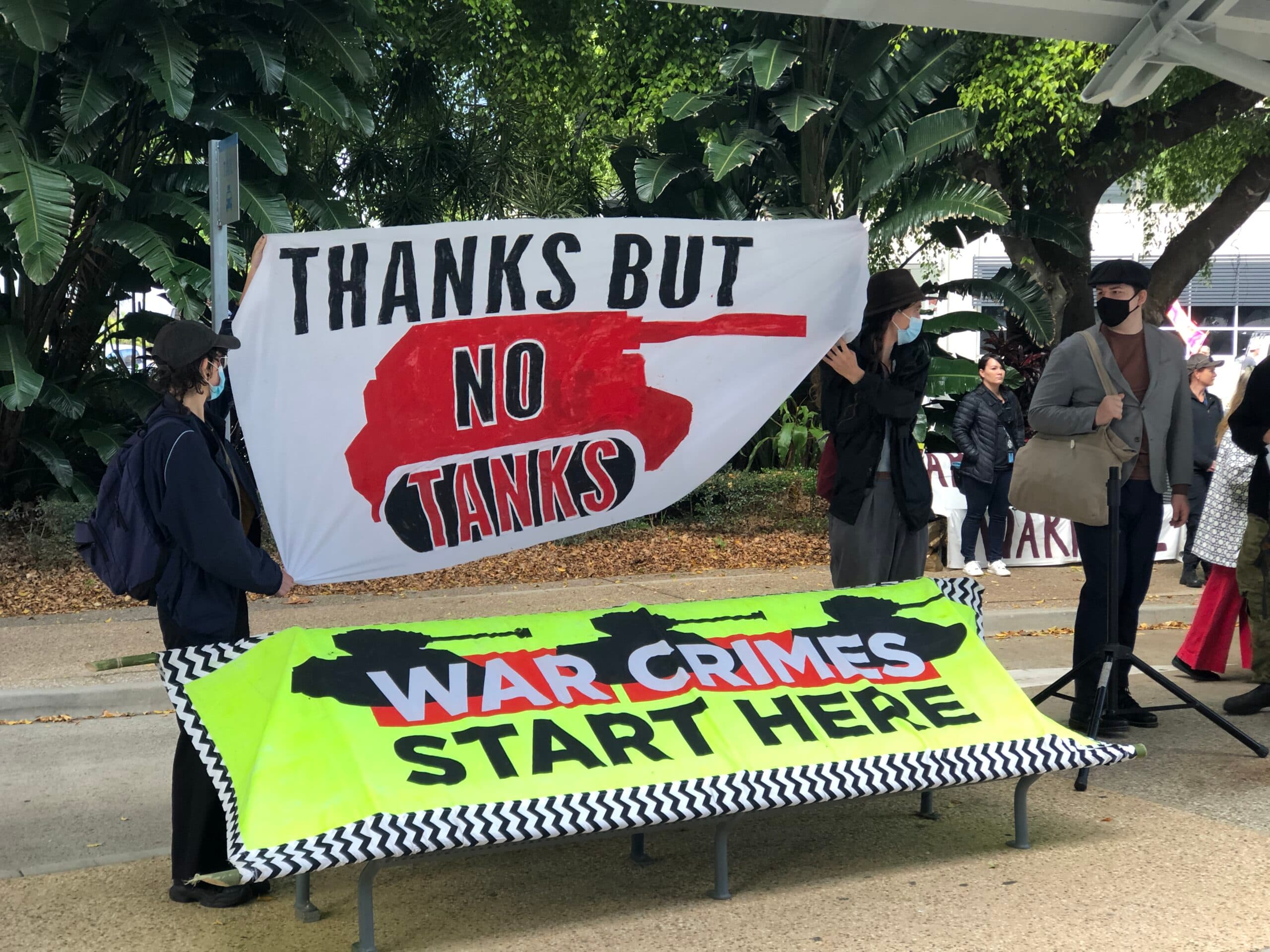 Protests against weapons exhibition in Brisbane