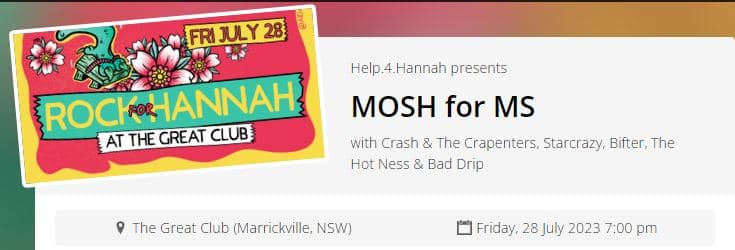 Rock for Hannah – Friday 28th July 2023
