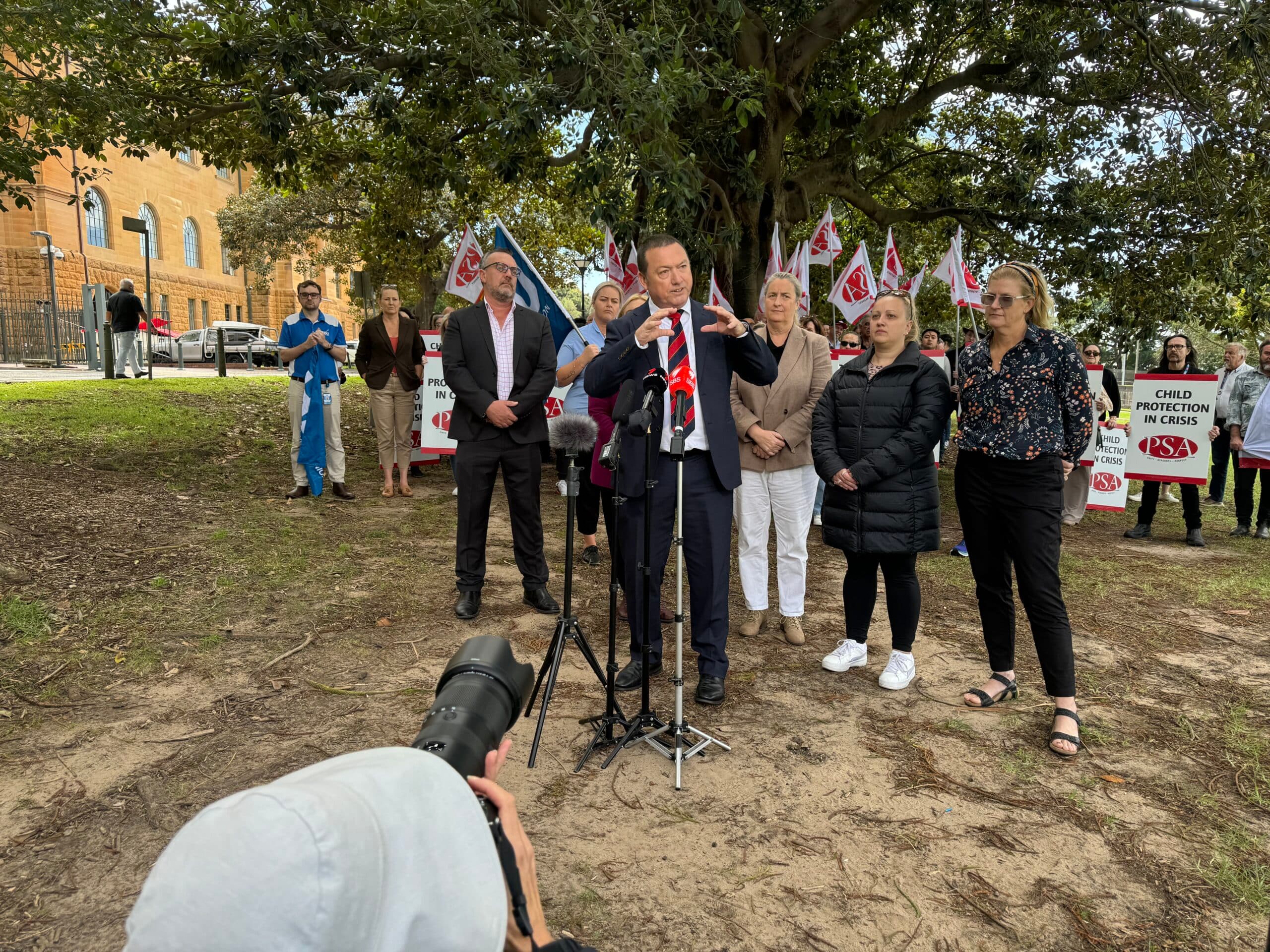 Child protection workers on industrial action